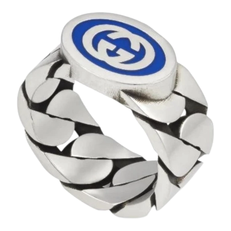 ANILLO GUCCI UNISEX PLATA INTERLOCKING TALLA 20 - 3