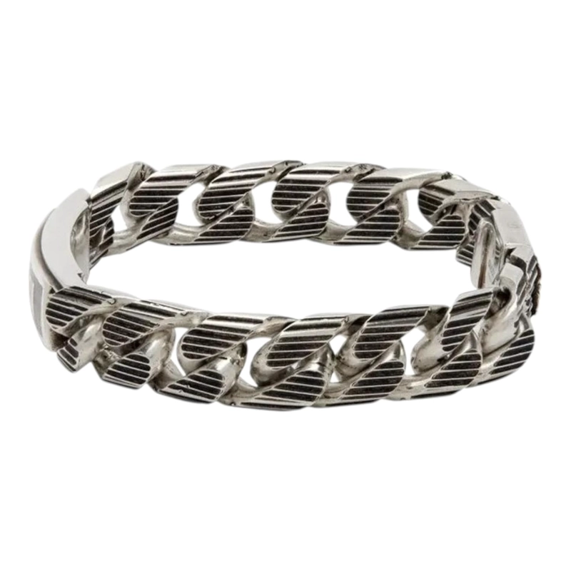 PULSERA BRAZALETE GUCCI UNISEX LINK TAG G PLATA TALLA 17 - 1