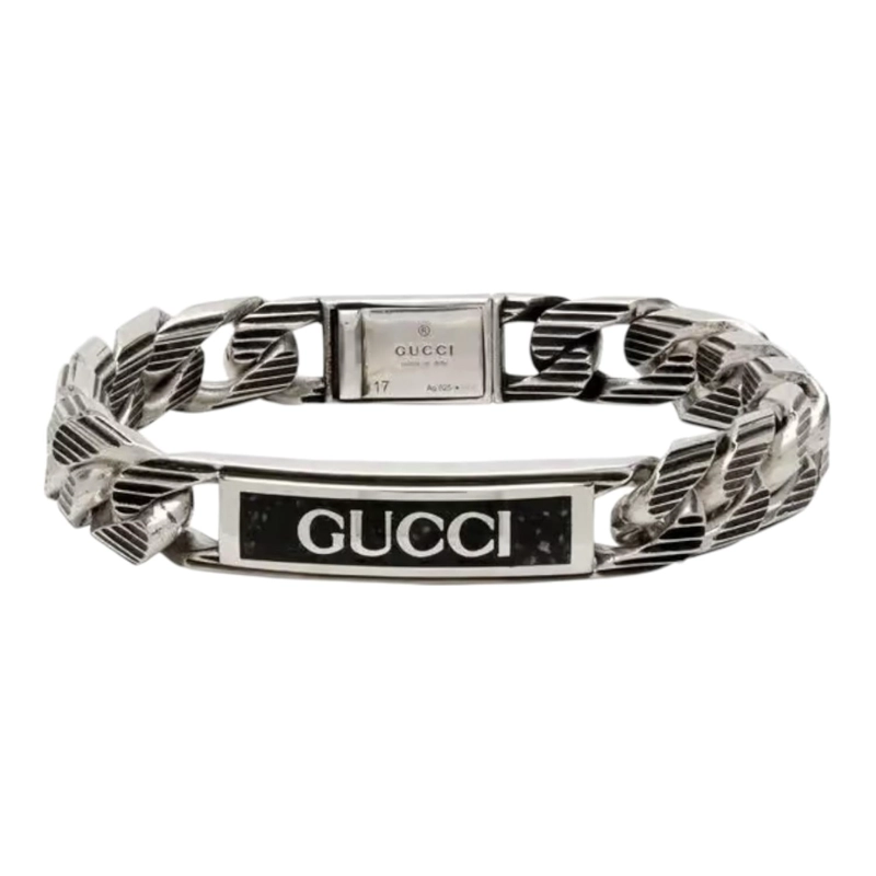 PULSERA BRAZALETE GUCCI UNISEX LINK TAG G PLATA TALLA 17 - 2