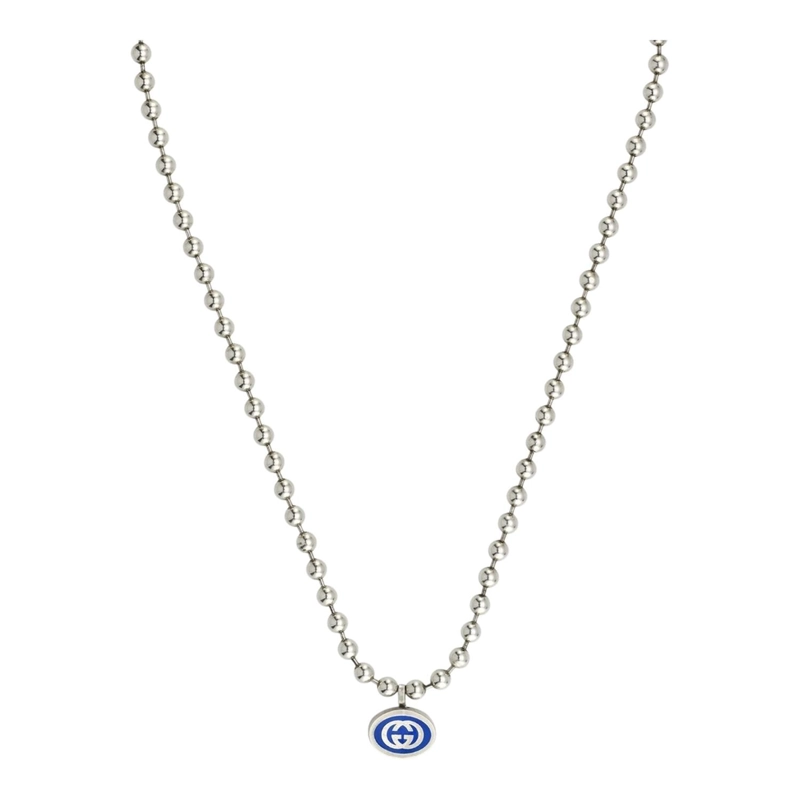COLLAR GUCCI UNISEX INTERLOCKING PLATA - 1