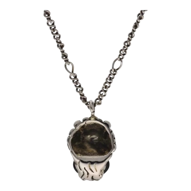 COLLAR GUCCI UNISEX LEON PLATEADO CRISTAL - 2