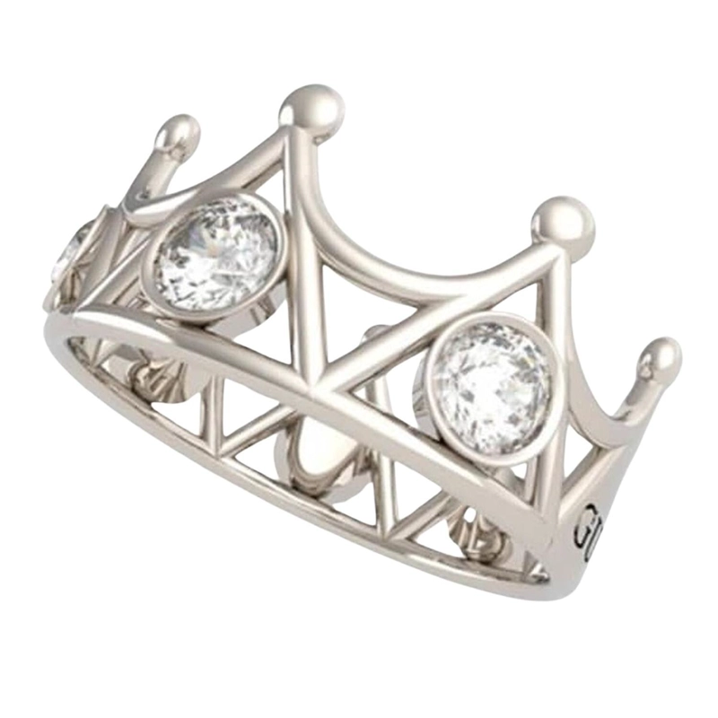 ANILLO GUESS QUEEN OF HEART PLATEADO CRISTALES UBR79006 - 1