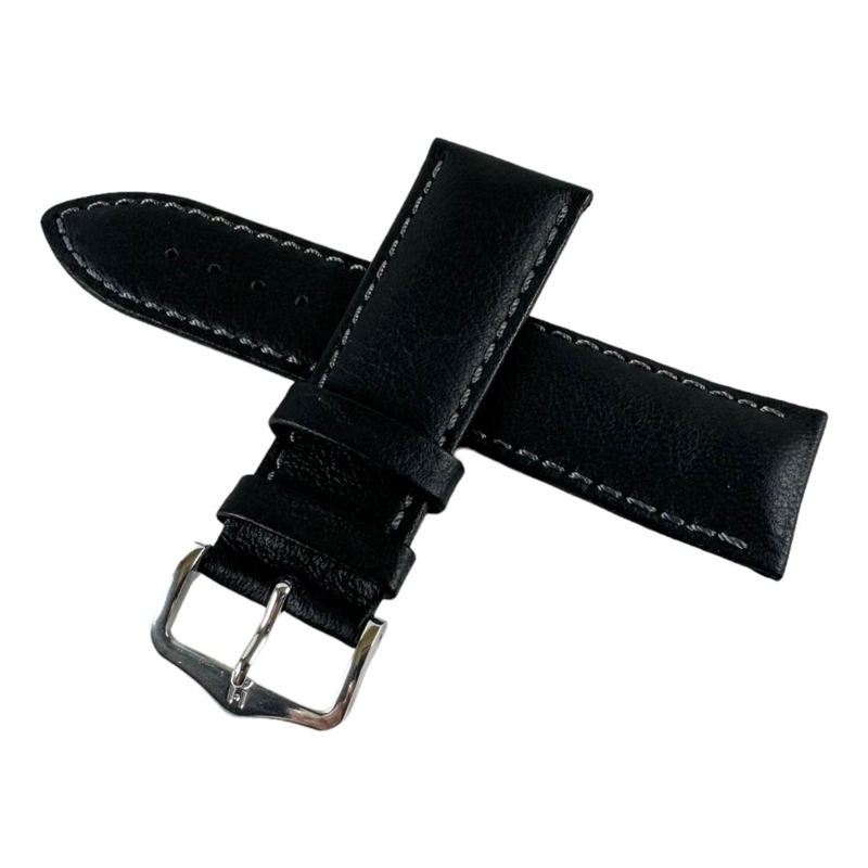 CORREA RELOJ HIRSCH TRAVELLER NATURE M HEB PLATA 24MM NEGRA - 1