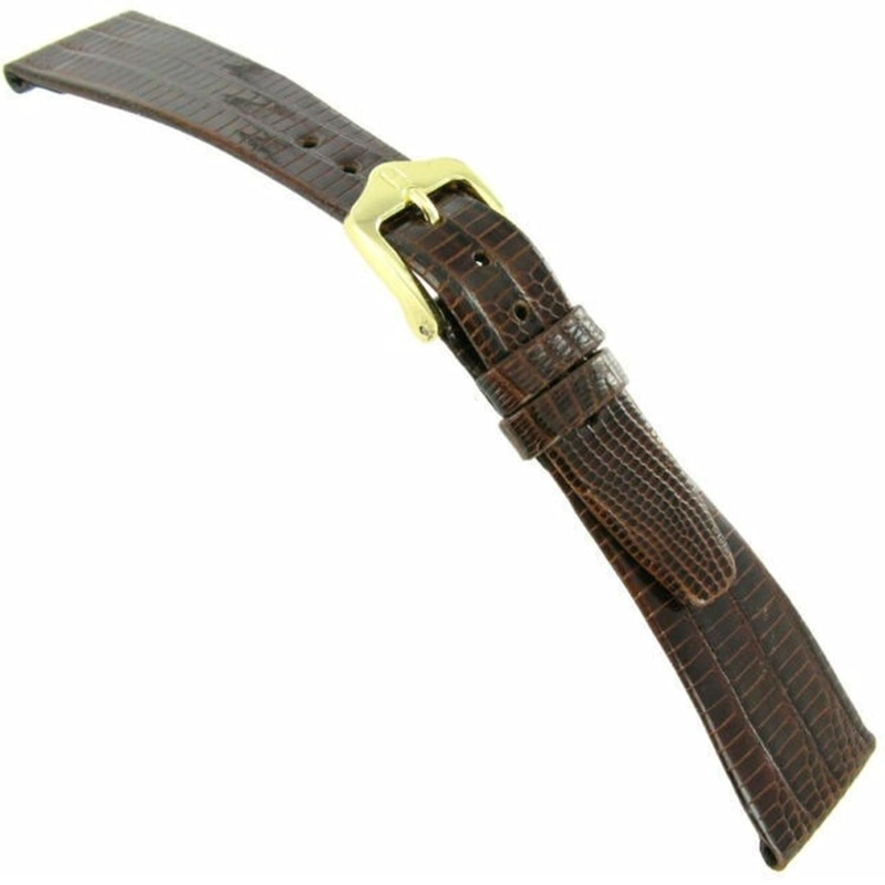 CORREA RELOJ HIRSCH REPTILE M HEBILLA DORADA 14MM MARRON - 1