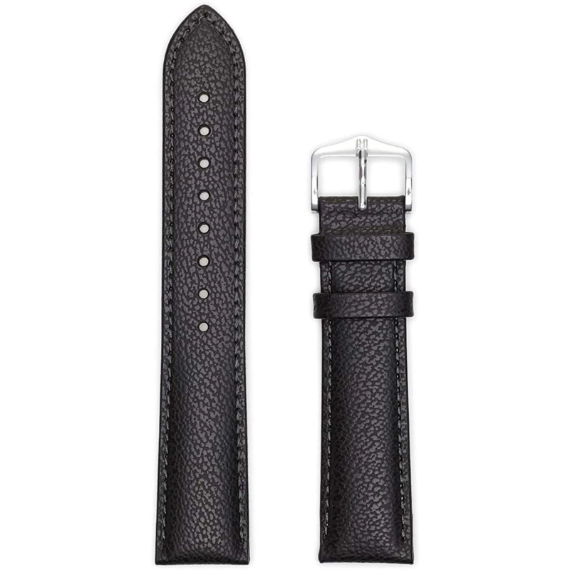 CORREA RELOJ HIRSCH HIGHLAND L HEBILLA PLATEADA 18MM NEGRA - 1