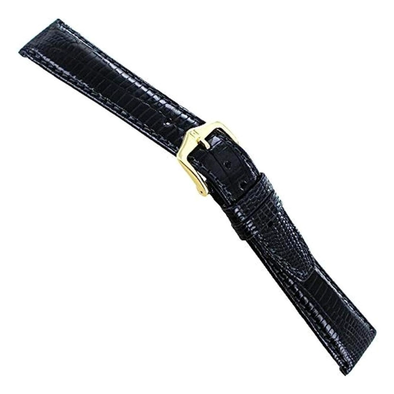 CORREA RELOJ HIRSCH REPTILE M HEBILLA DORADA 20MM NEGRA - 1