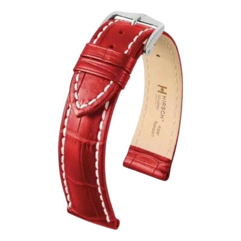 CORREA RELOJ HIRSCH MODENA HEBILLA PLATEADA L 18MM ROJA - 1