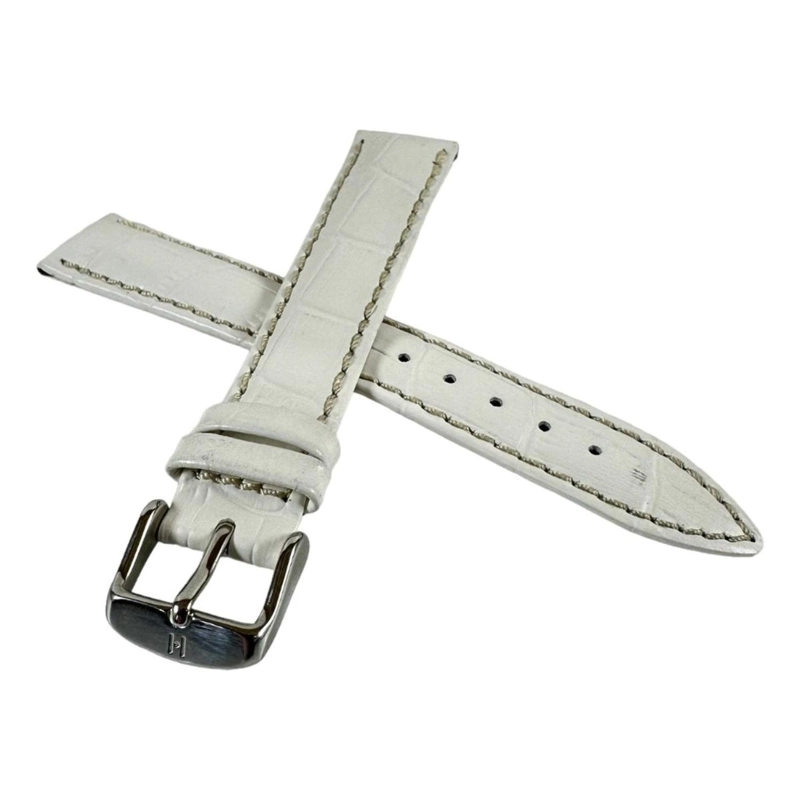 CORREA RELOJ HIRSCH MODENA HEBILLA PLATEADA L 18MM BLANCA - 1