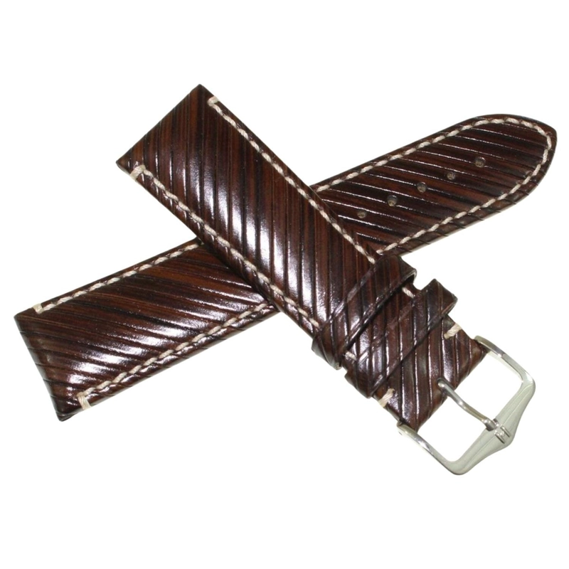 CORREA RELOJ HIRSCH RIVETTA L HEBILLA PLATEADA 18MM MARRON - 1