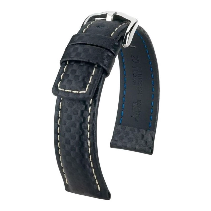 CORREA RELOJ HIRSCH CARBON L RESISTENTE AL AGUA 18MM NEGRA - 1