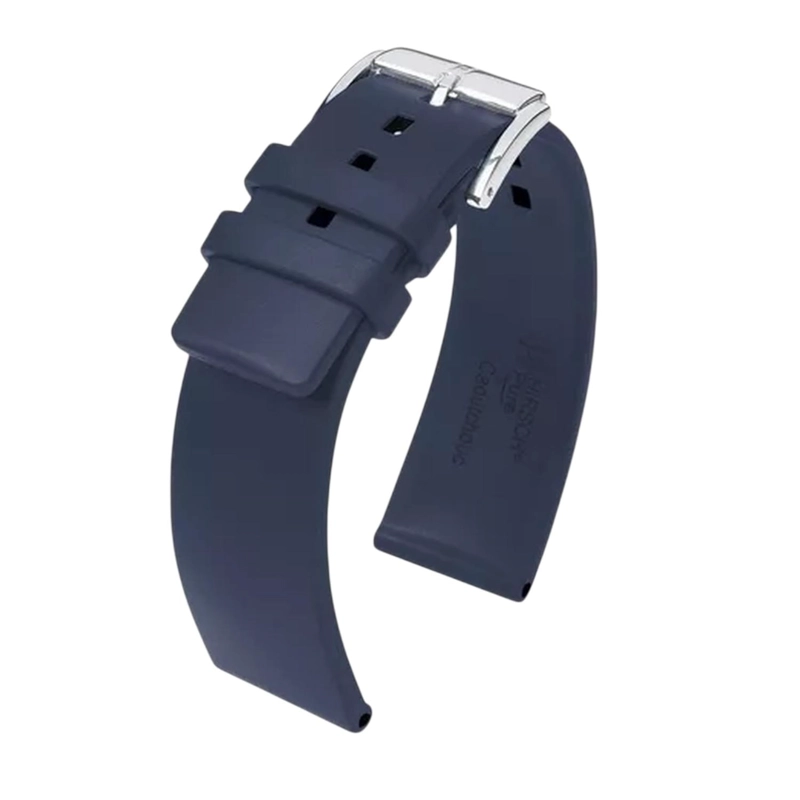 CORREA RELOJ HIRSCH PURE M CAUCHO AZUL CALIDAD SUPERIOR TAMAÑO 18 - 1