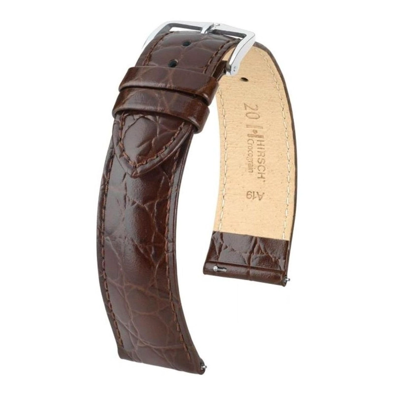 CORREA RELOJ HIRSCH CROCOGRAIN M HEBILLA PLATA 14MM MARRON - 1