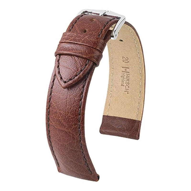 CORREA RELOJ HIRSCH HIGHLAND L HEBILLA PLATEADA 18MM MARRON - 1