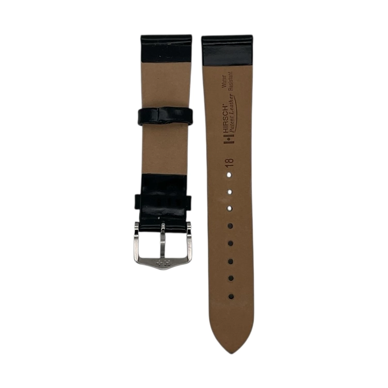 CORREA RELOJ HIRSCH PATENT LEATHER M HEBILLA PLATEADA 18MM - 2