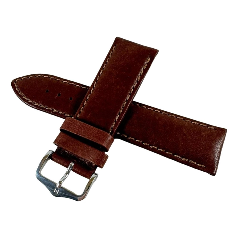 CORREA RELOJ HIRSCH TRAVELLER NATURE M HEB PLATA 24MM MARRON - 1