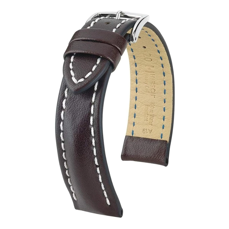 CORREA RELOJ HIRSCH HEAVY CALF L HEBILLA PLATA 18MM MARRON - 1