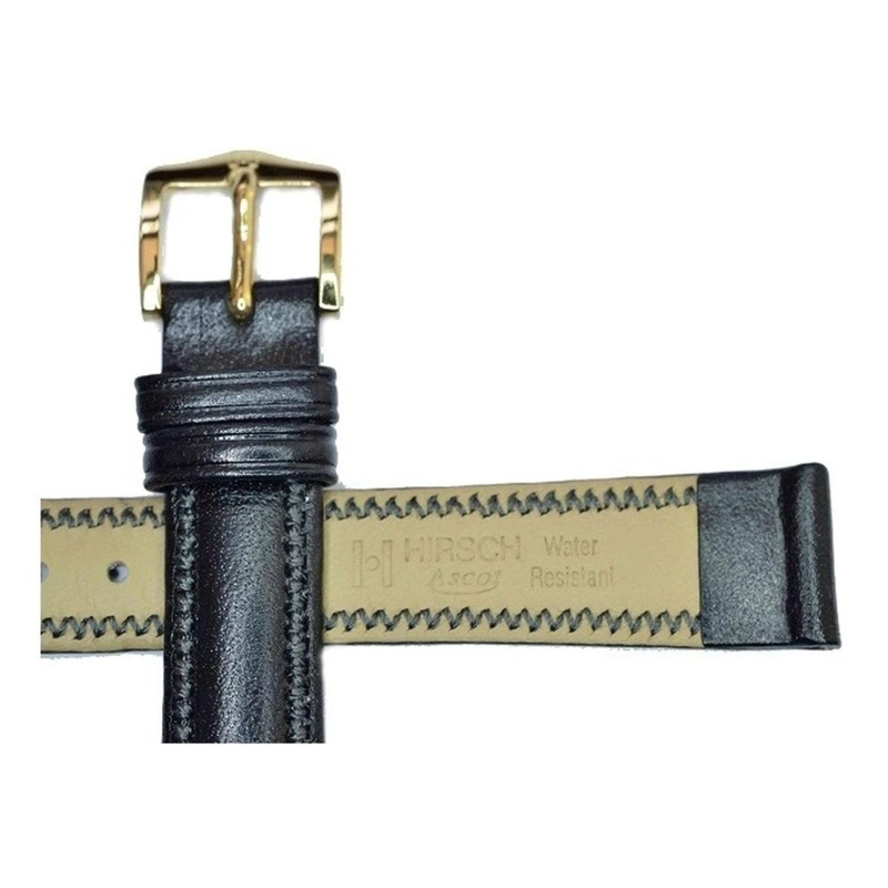 CORREA RELOJ HIRSCH ASCOT M HEBILLA DORADA 14MM NEGRA - 1