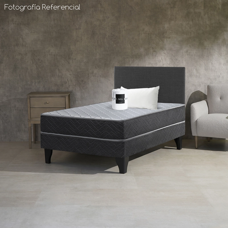CAMA EUROPEA ZENIT 1,5 PLAZAS + RESPALDO + SABANAS + ALMOHADA 50 X 70 CM - 5