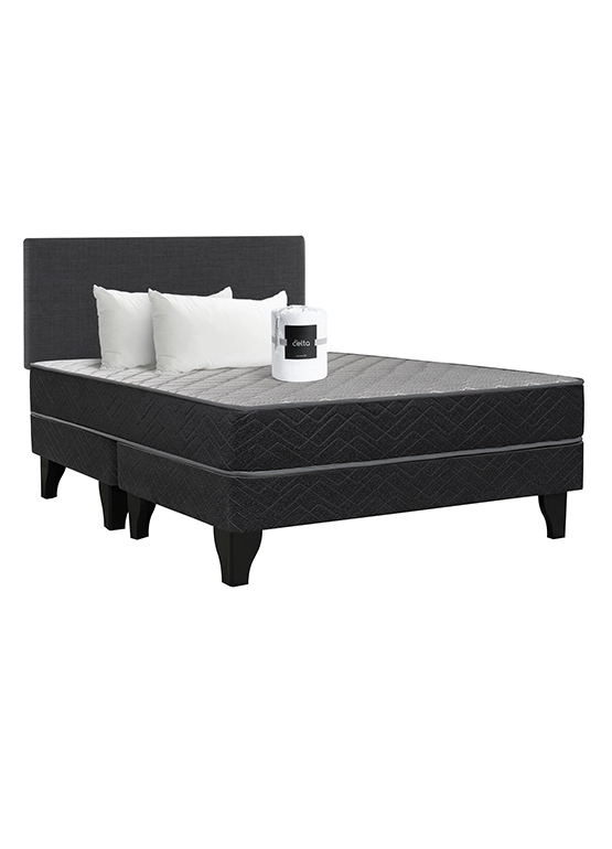 CAMA EUROPEA ZENIT 2 PLAZAS BASE DIVIDIDA + RESPALDO + SABANAS + PACK ALMOHADA 50 X 70 CM - 1