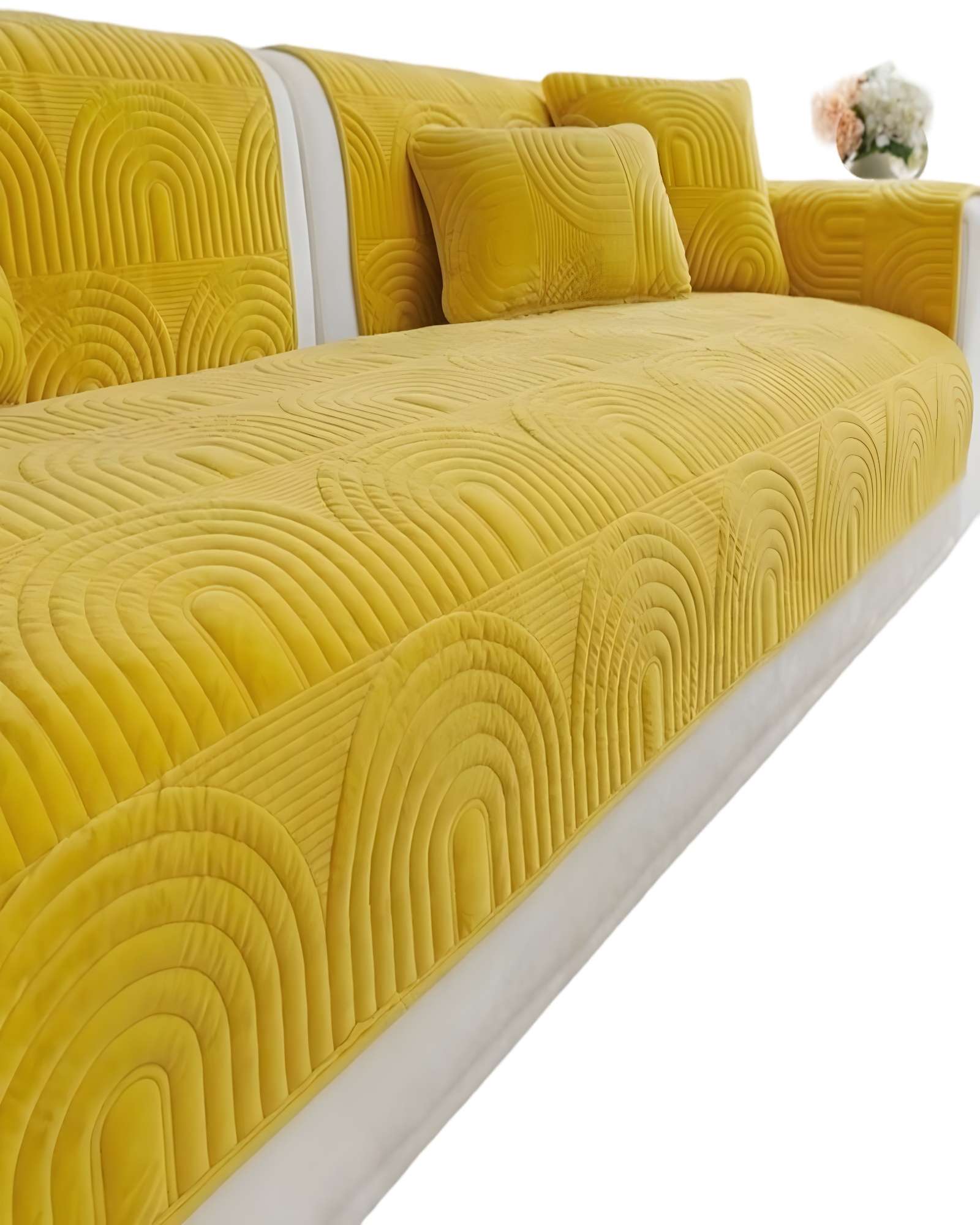 FUNDAS MAT PARA SOFA CON DISEÑO SIN COJINES AMARILLO - 2