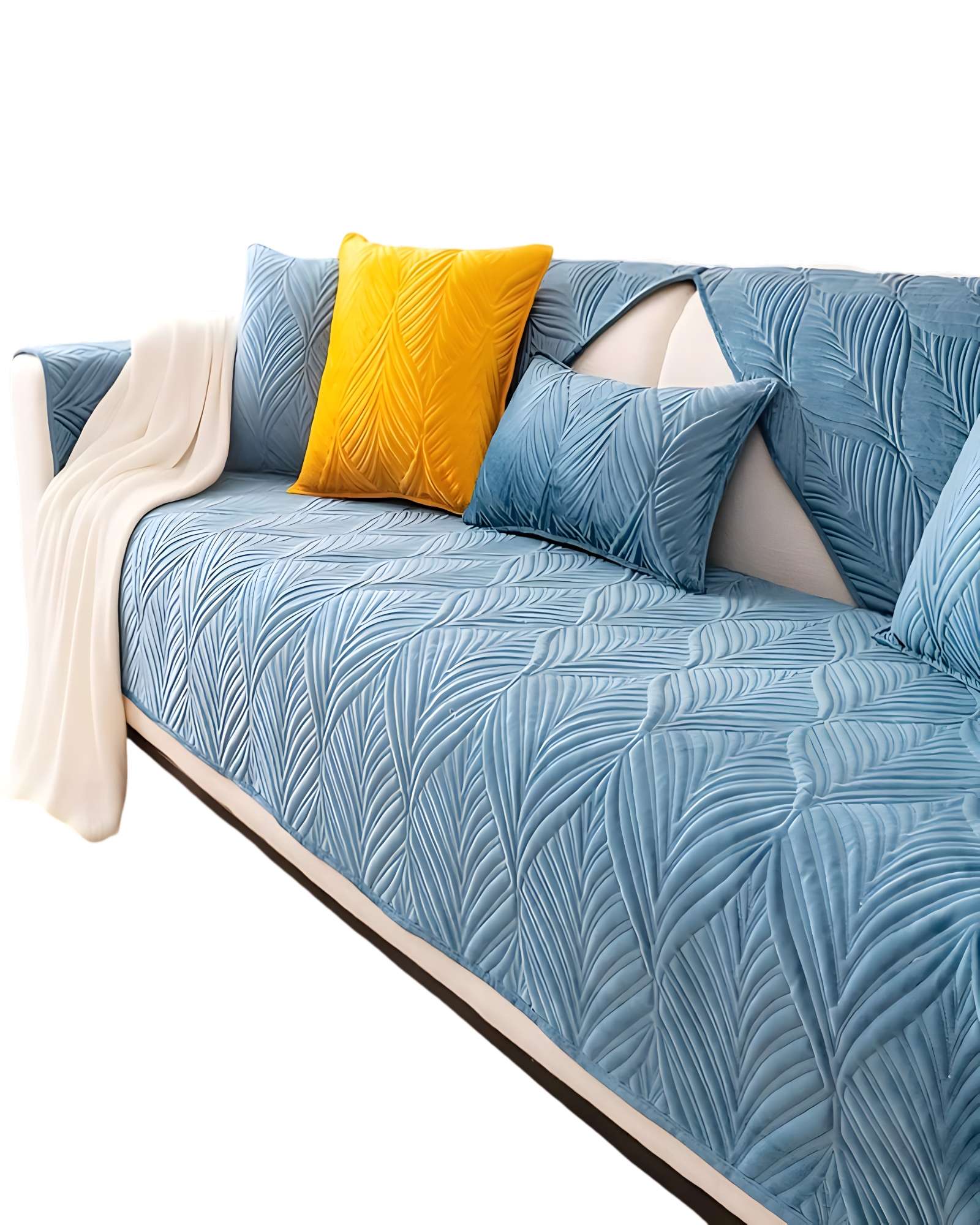 FUNDAS MAT PARA SOFA CON DISEÑO SIN COJINES CELESTE - 1