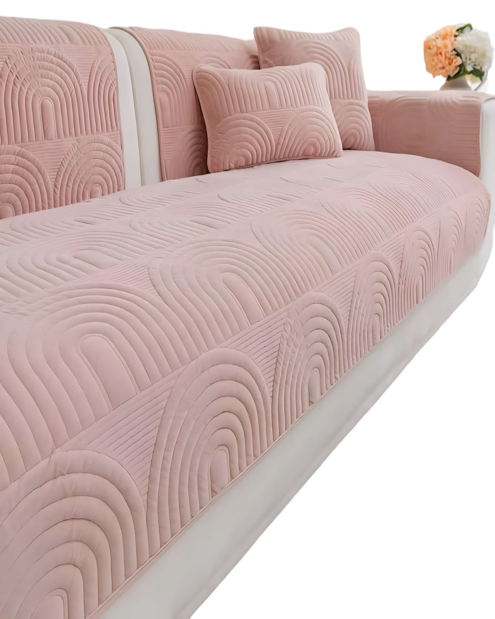 FUNDAS MAT PARA SOFA CON DISEÑO SIN COJINES ROSA - 2