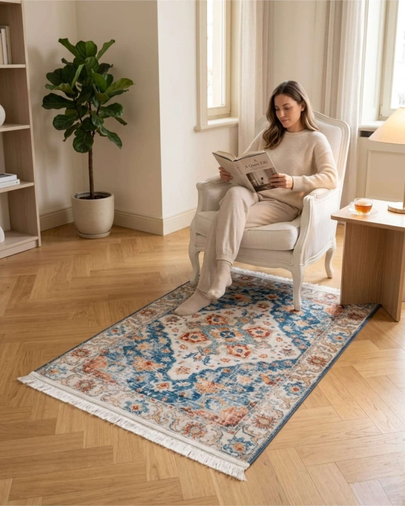 ALFOMBRA DECORATIVA PERSA VINTAGE 80X120 CON FLECOS - 5
