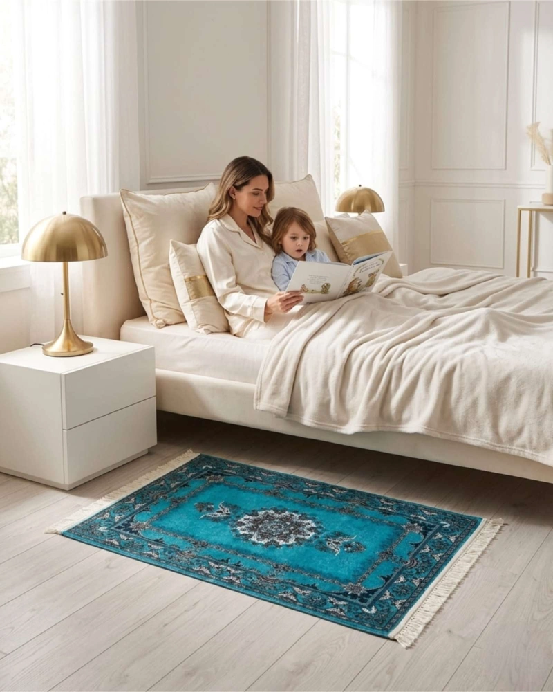 ALFOMBRA DECORATIVA PERSA VINTAGE 80X120 CON FLECOS - 1