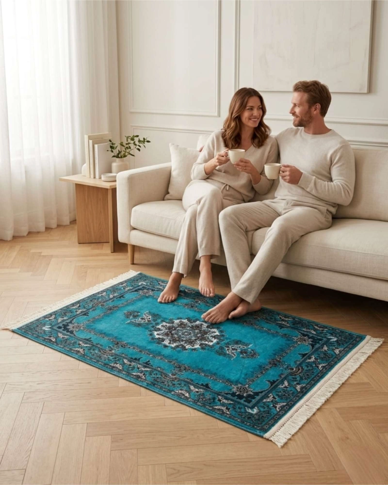 ALFOMBRA DECORATIVA PERSA VINTAGE 80X120 CON FLECOS - 4