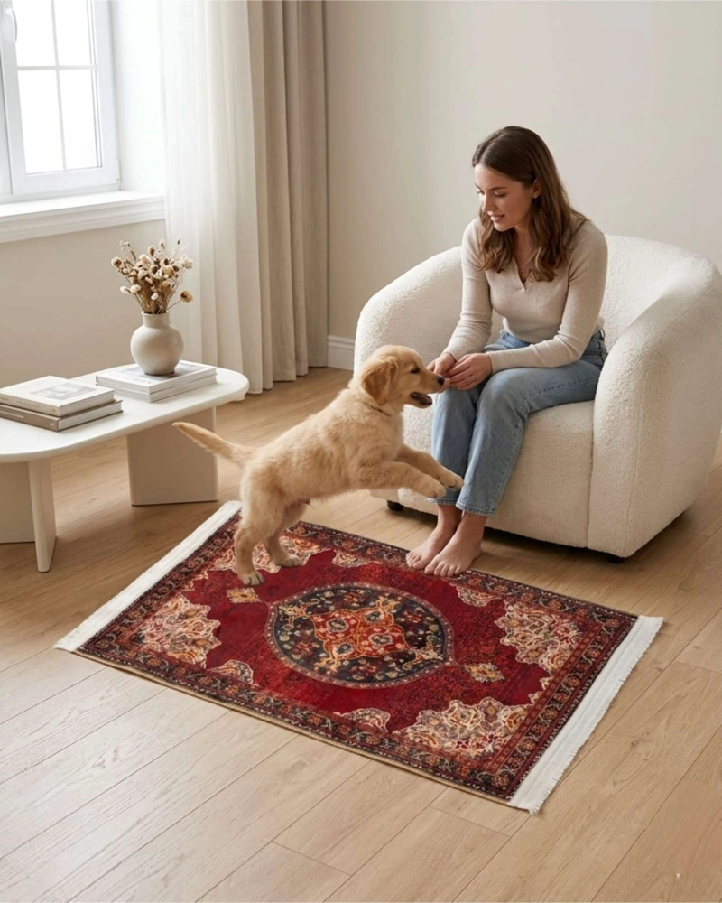 ALFOMBRA DECORATIVA PERSA VINTAGE 80X120 CON FLECOS - 1