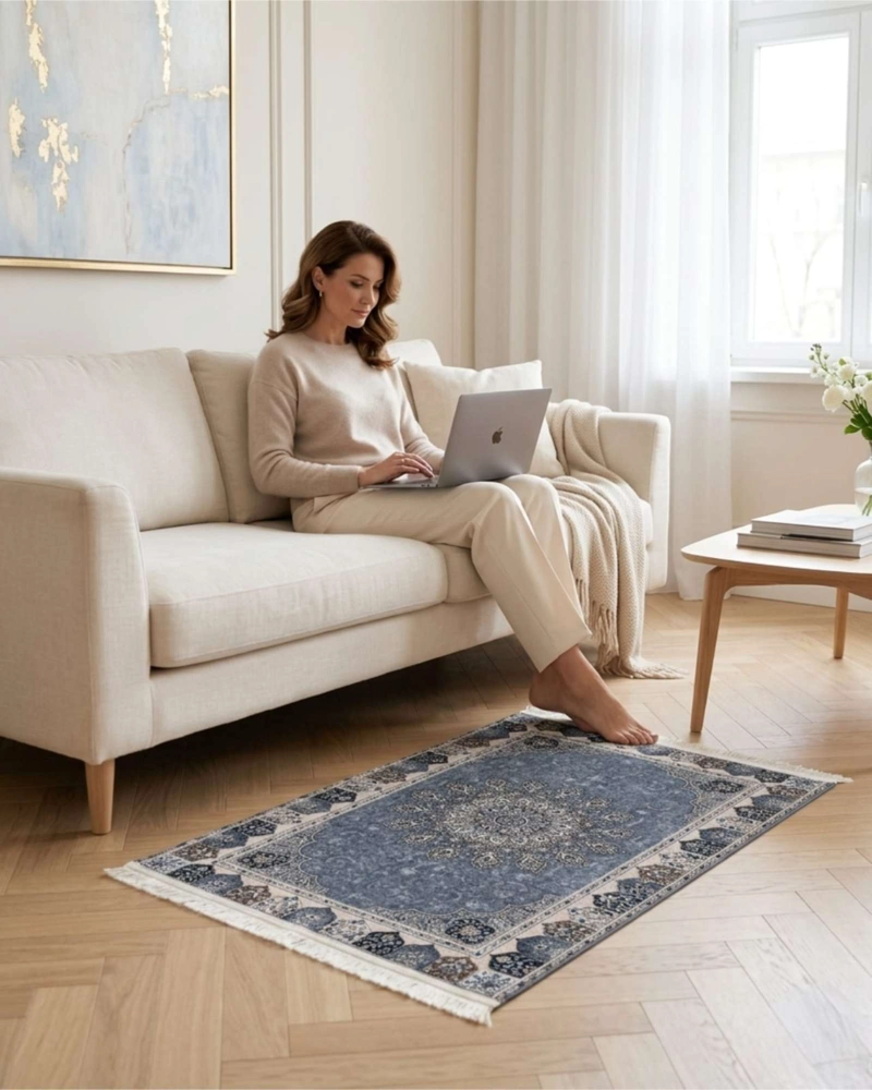 ALFOMBRA DECORATIVA PERSA VINTAGE 80X120 CON FLECOS - 3