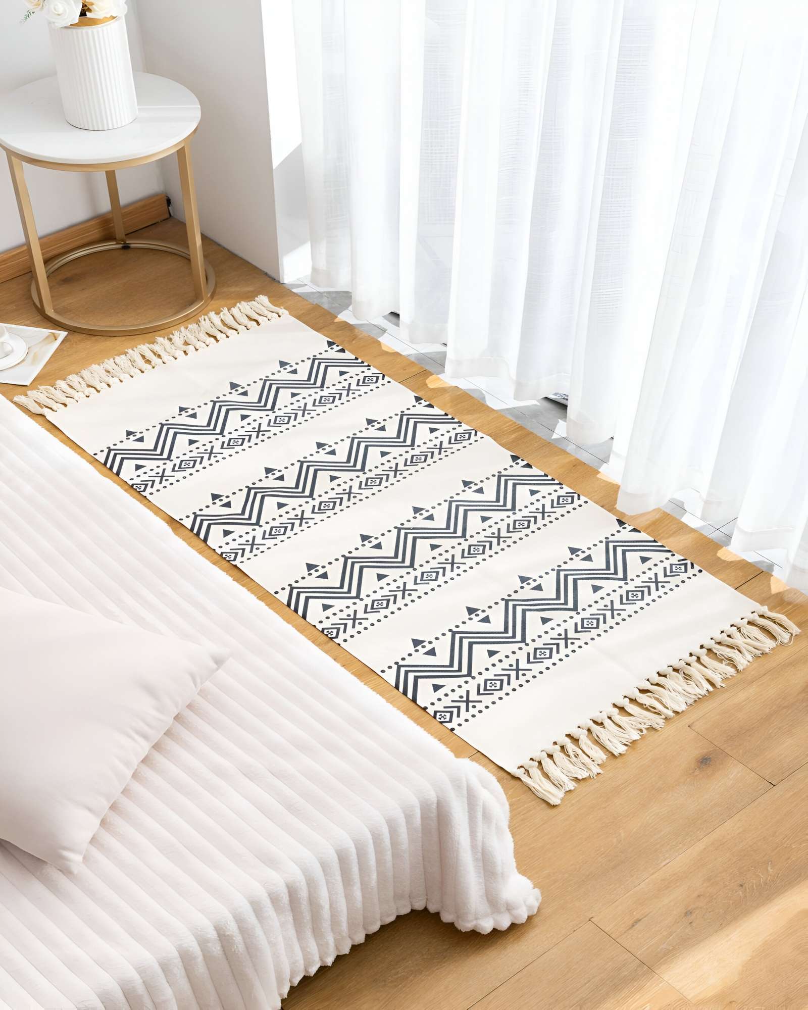JUEGO DE 3 ALFOMBRAS DE LINO 60X90 CM PARA BAJADA DE CAMA - 4