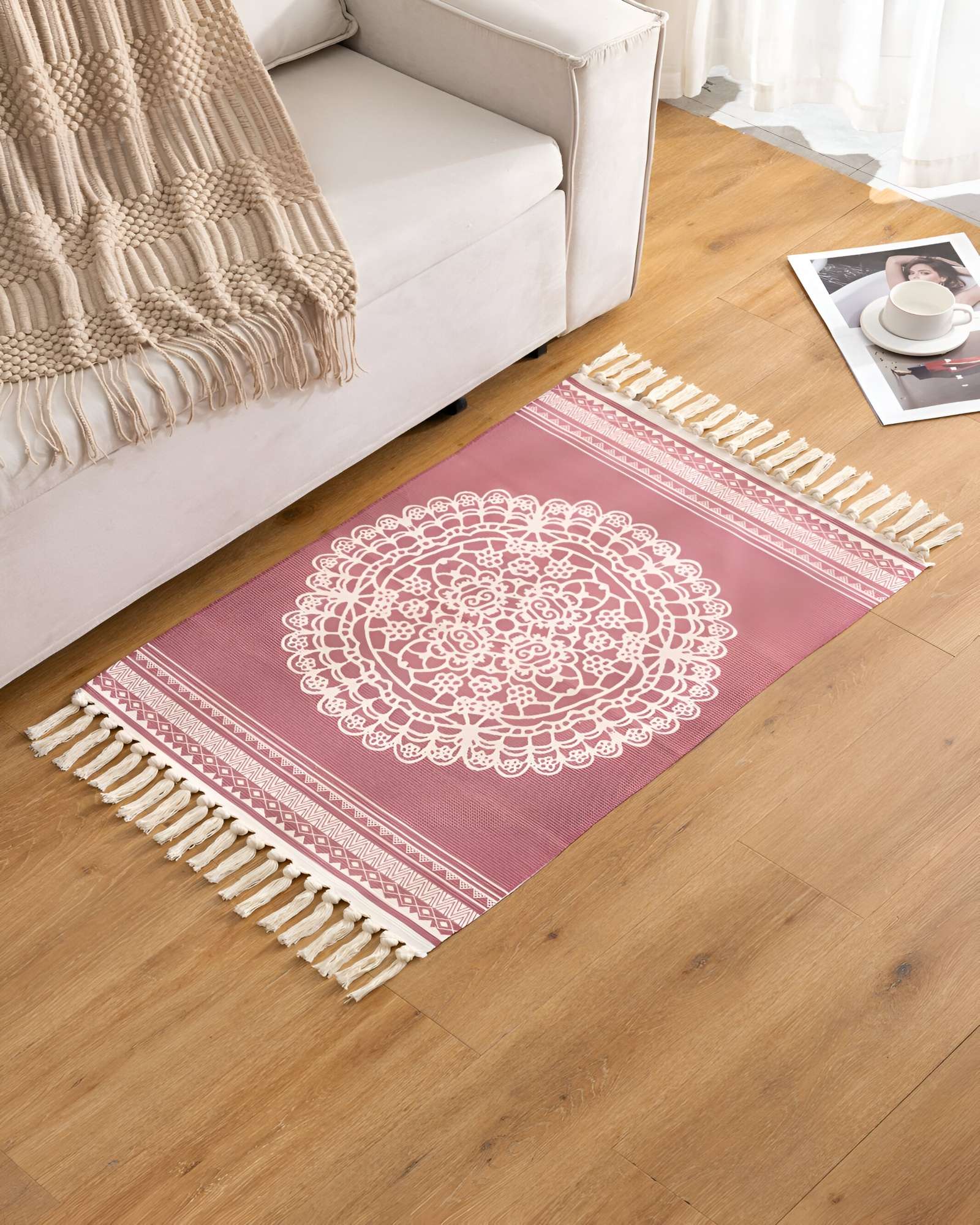 JUEGO DE 2 ALFOMBRAS DE LINO 60X90 CM PARA BAJADA DE CAMA - 4