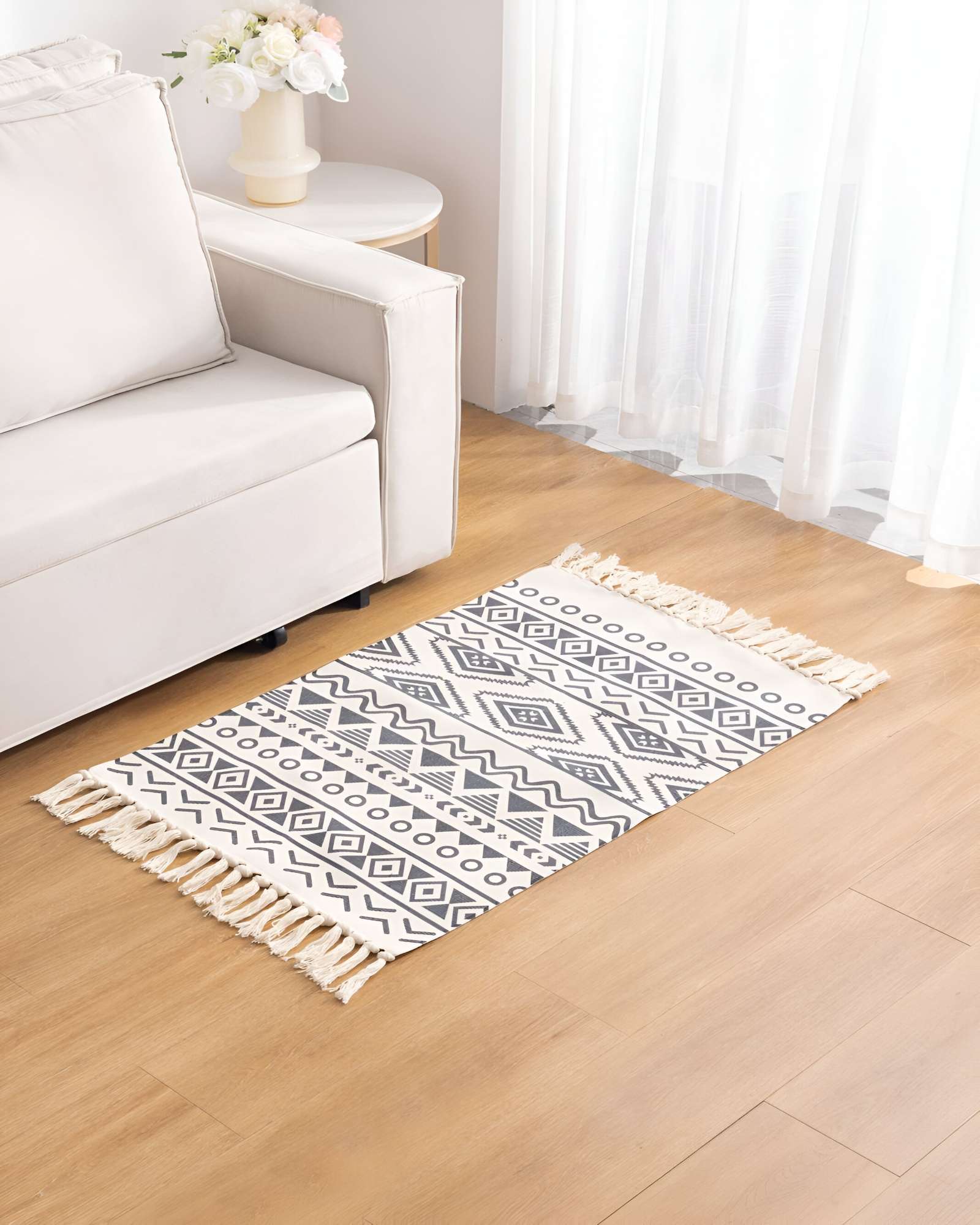 JUEGO DE 2 ALFOMBRAS DE LINO 60X90 CM PARA BAJADA DE CAMA - 4