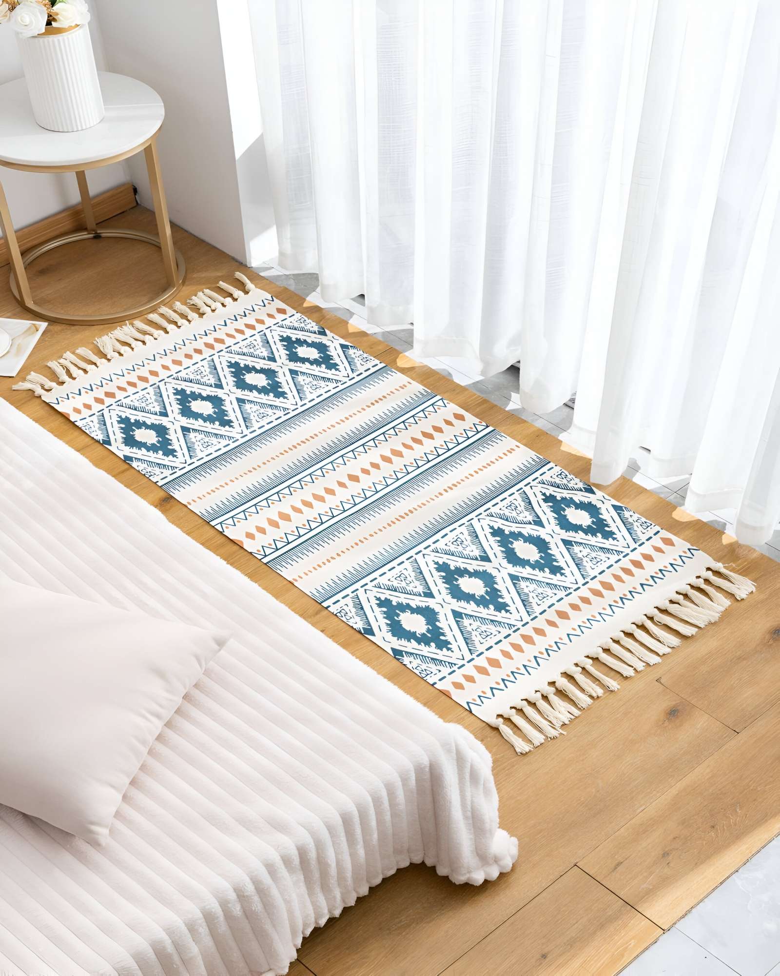 JUEGO DE 2 ALFOMBRAS DE LINO 60X90 CM PARA BAJADA DE CAMA - 4