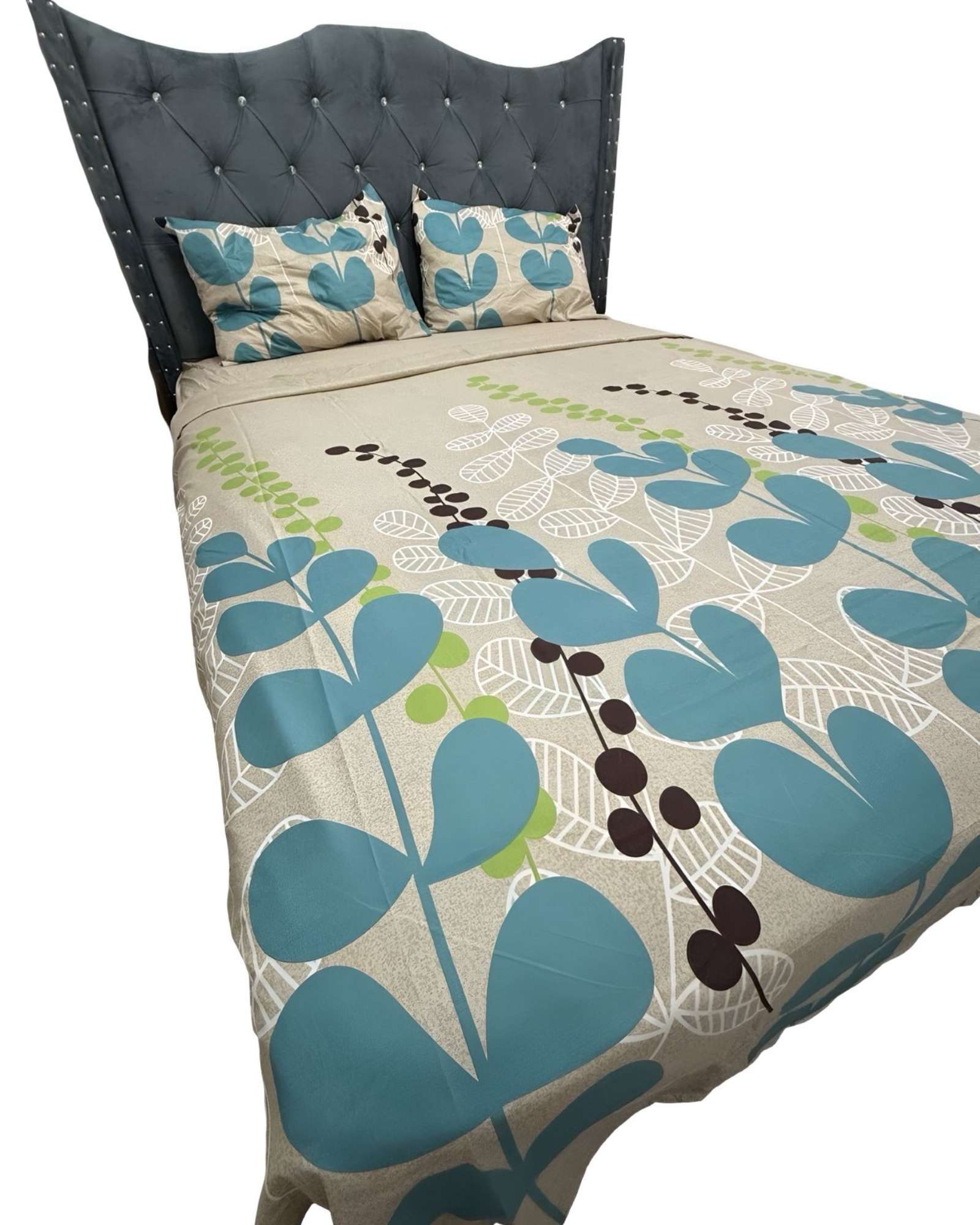 SABANA DE GE NERO 2 PLAZAS BEIGE CON HOJAS - 3
