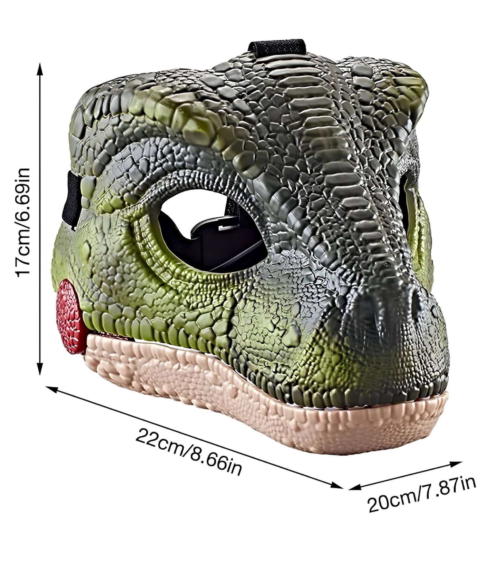 JUGUETE MASCARA DISFRAZ INFANTIL DE DINOSAURIO VERDE - 2