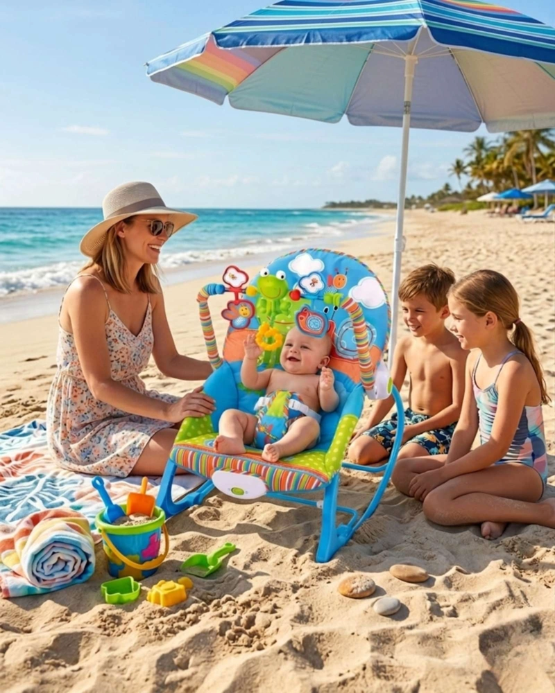 SILLA NIDO MECEDORA DE BEBE CON SISTEMA DE VIBRACION AZUL - 3