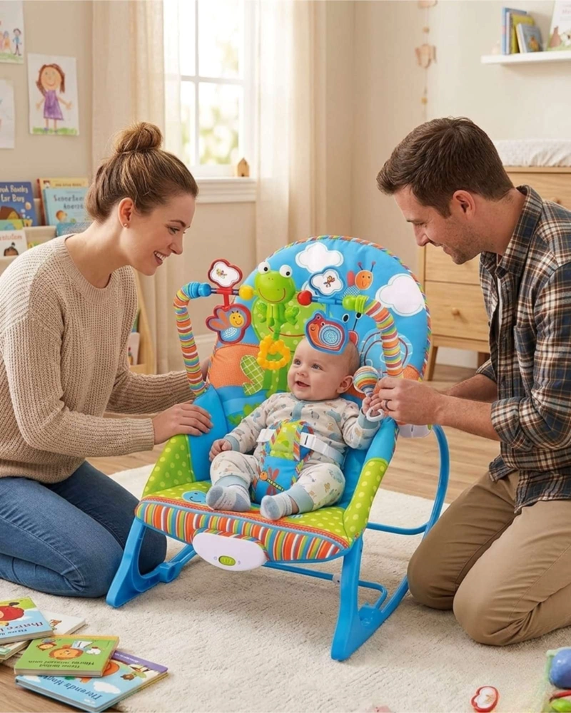 SILLA NIDO MECEDORA DE BEBE CON SISTEMA DE VIBRACION AZUL - 4