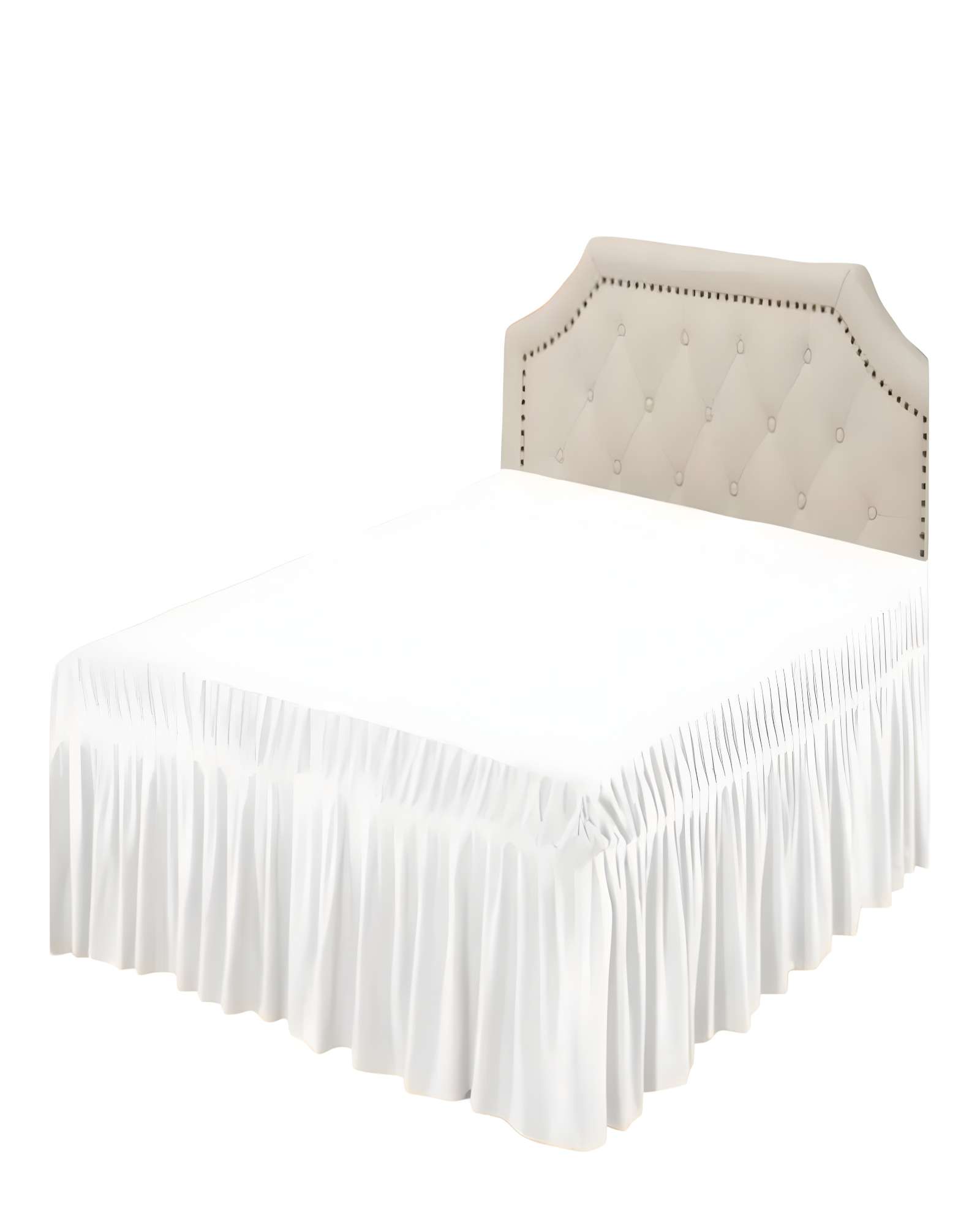 FALDON DE CAMA SIN FUNDA PLAZA Y MEDIA BLANCO - 1