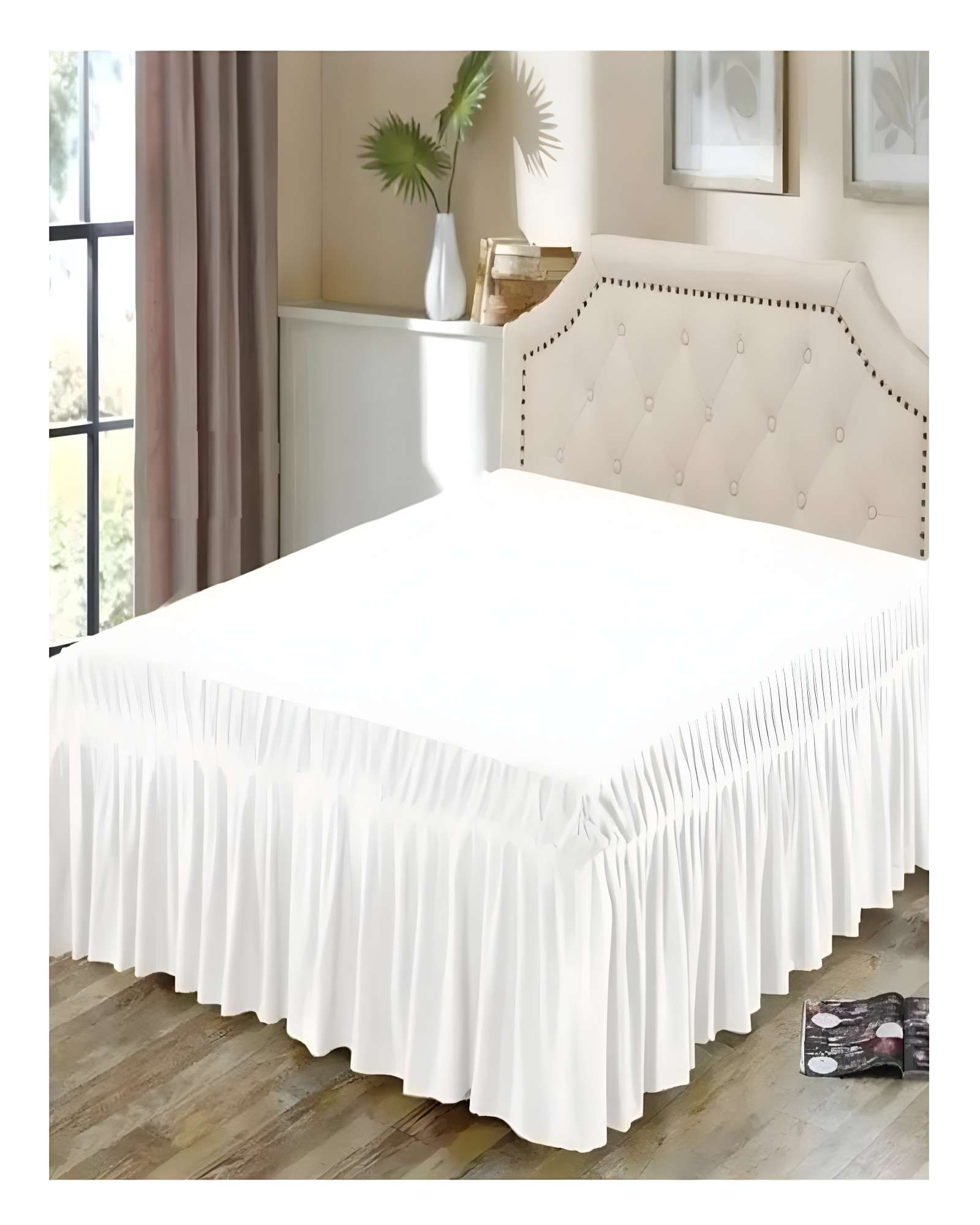 FALDON DE CAMA SIN FUNDA PLAZA Y MEDIA BLANCO - 3