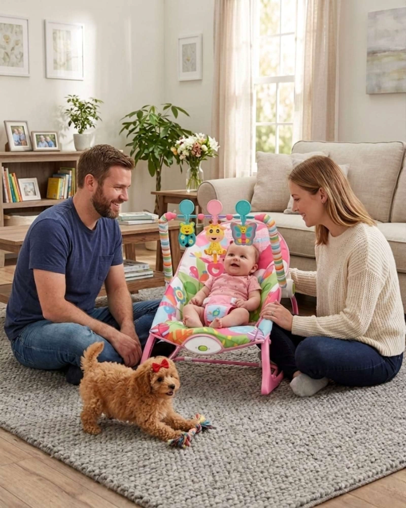 SILLA NIDO MECEDORA DE BEBE CON SISTEMA DE VIBRACION ROSA - 2