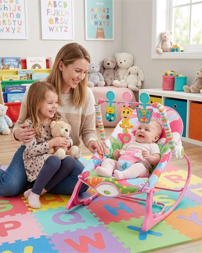 SILLA NIDO MECEDORA DE BEBE CON SISTEMA DE VIBRACION ROSA - 4
