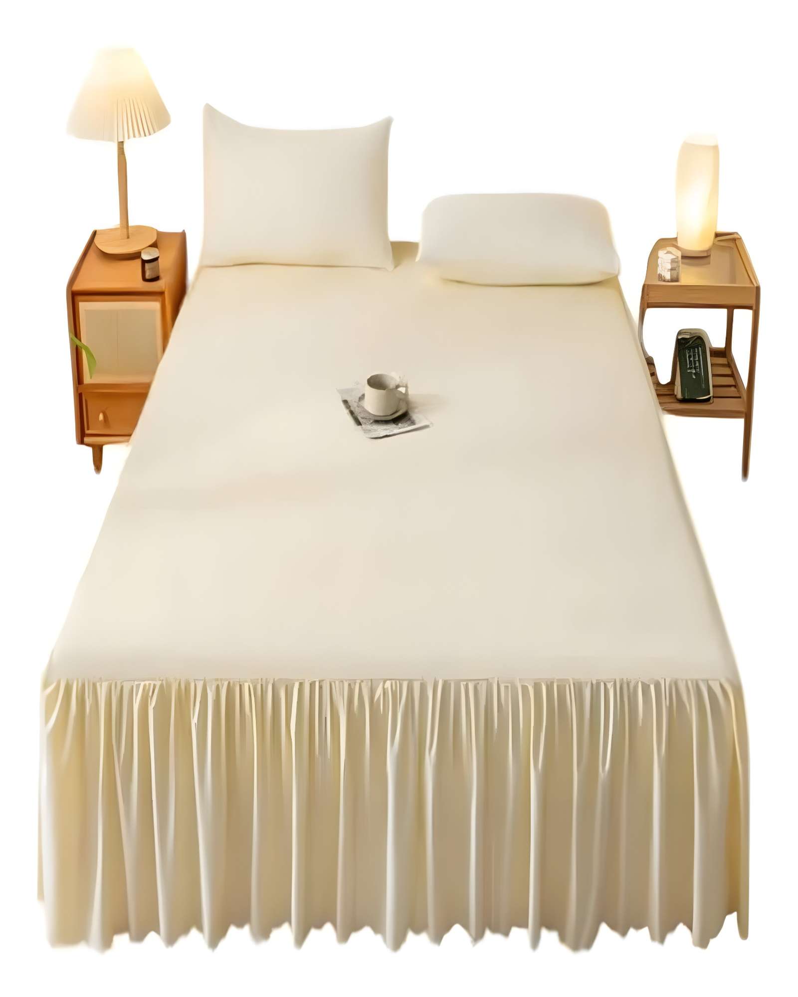 FALDON DE CAMA SIN FUNDA PLAZA Y MEDIA BEIGE - 2
