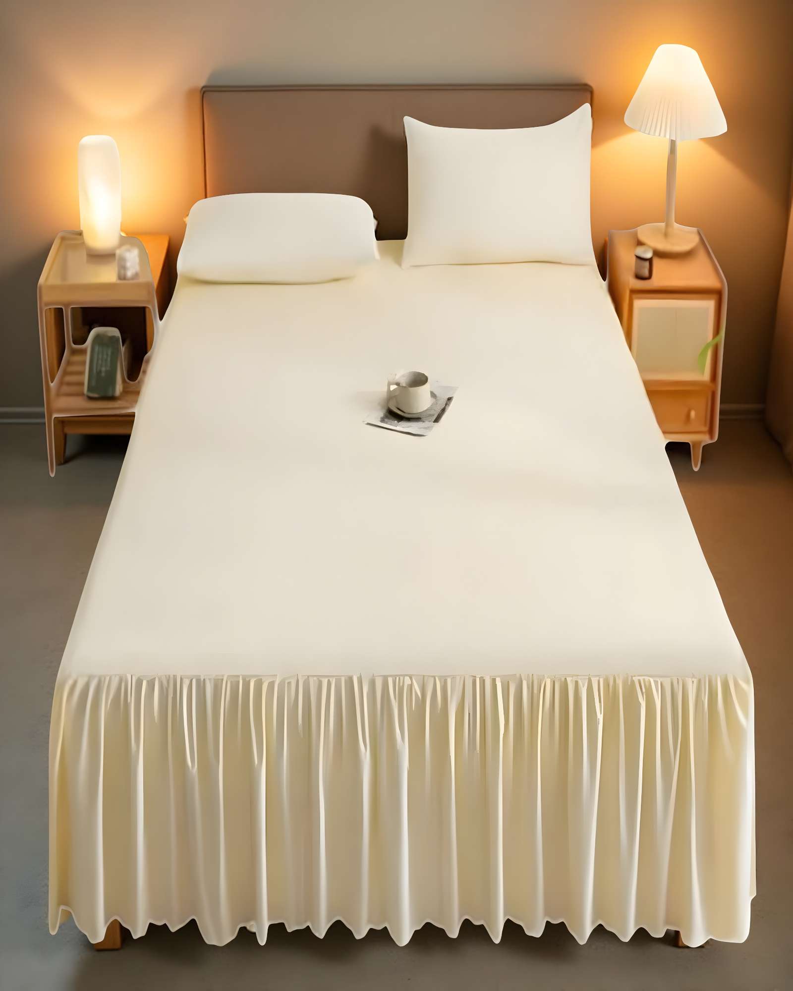 FALDON DE CAMA SIN FUNDA PLAZA Y MEDIA BEIGE - 3