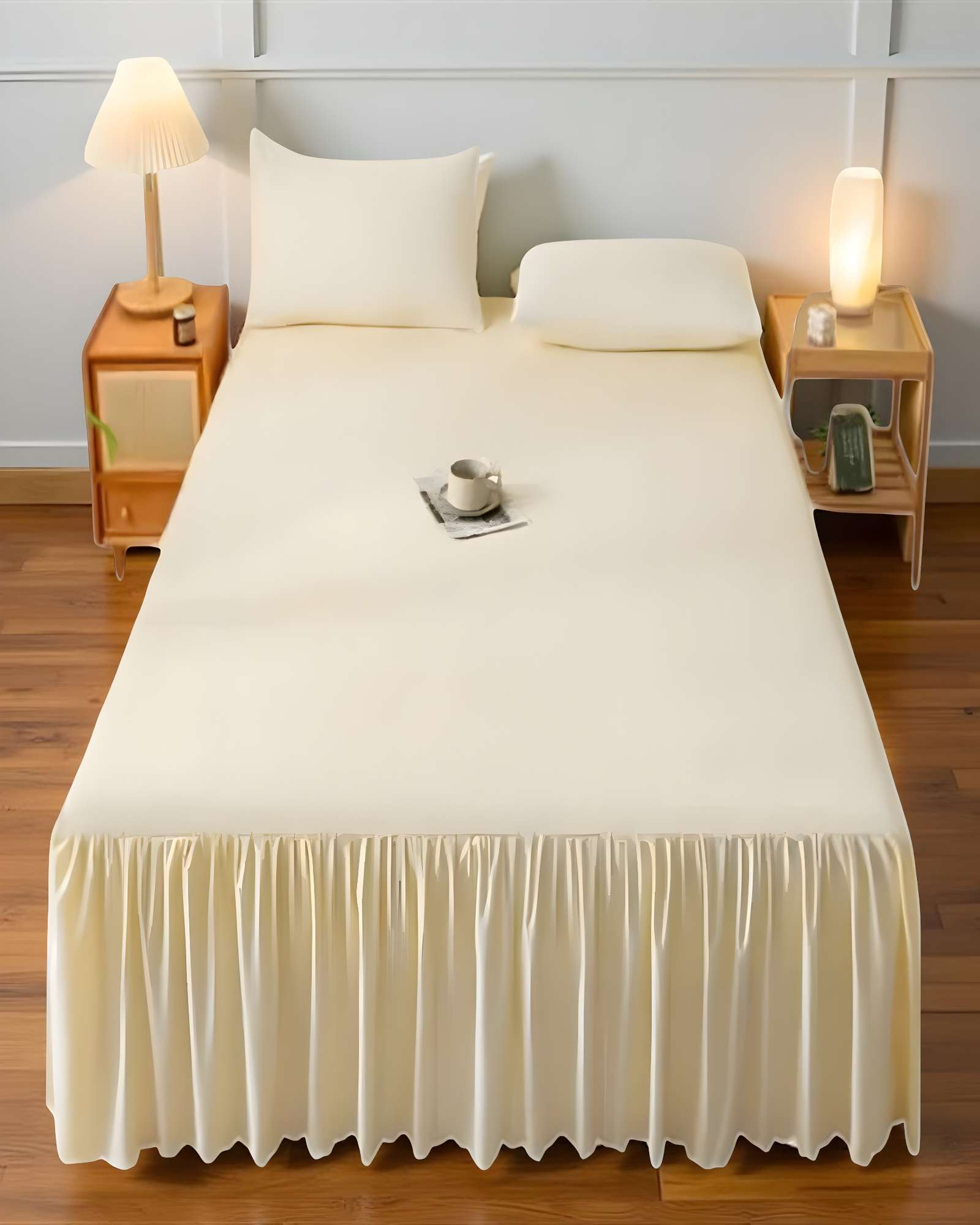 FALDON DE CAMA SIN FUNDA PLAZA Y MEDIA BEIGE - 4