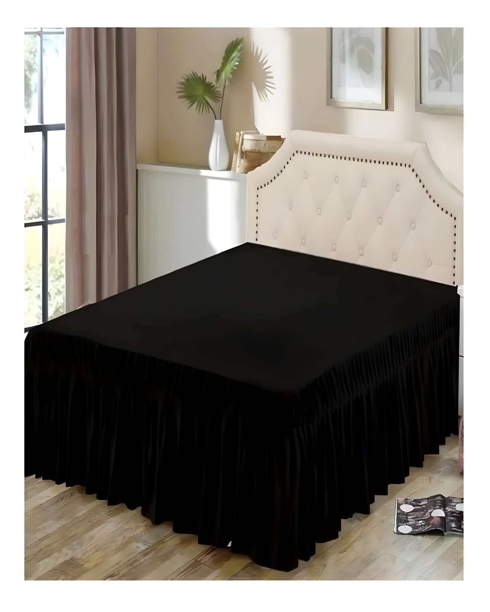 FALDON DE CAMA SIN FUNDA PLAZA Y MEDIA NEGRO - 3