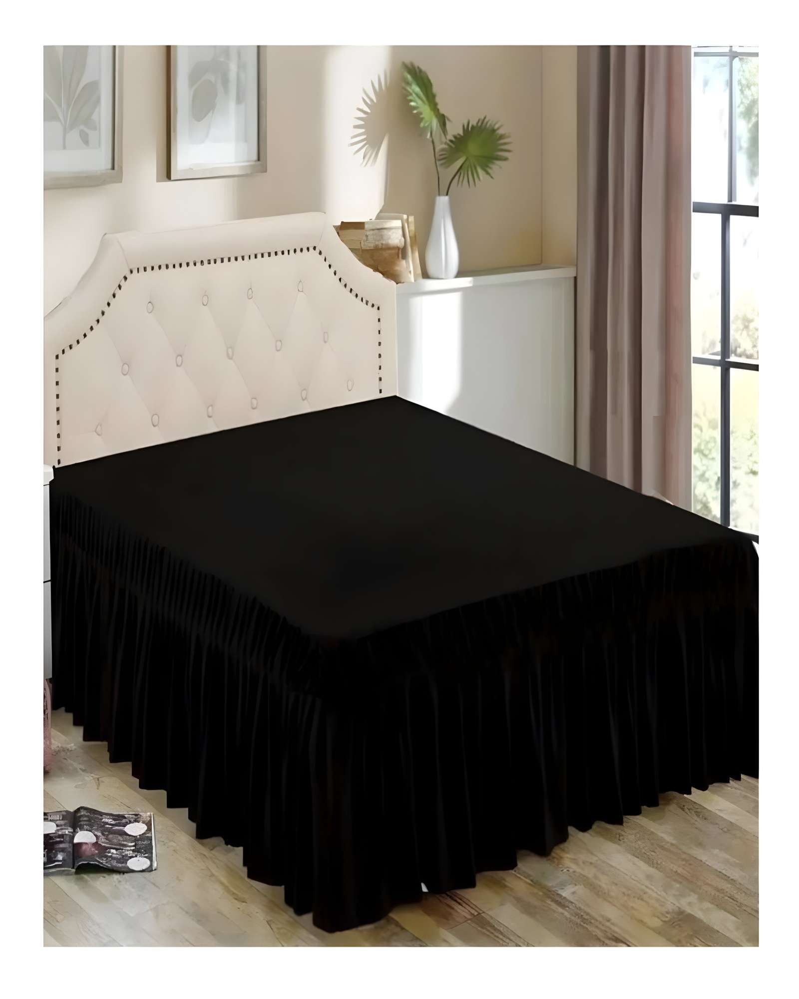 FALDON DE CAMA SIN FUNDA PLAZA Y MEDIA NEGRO - 4