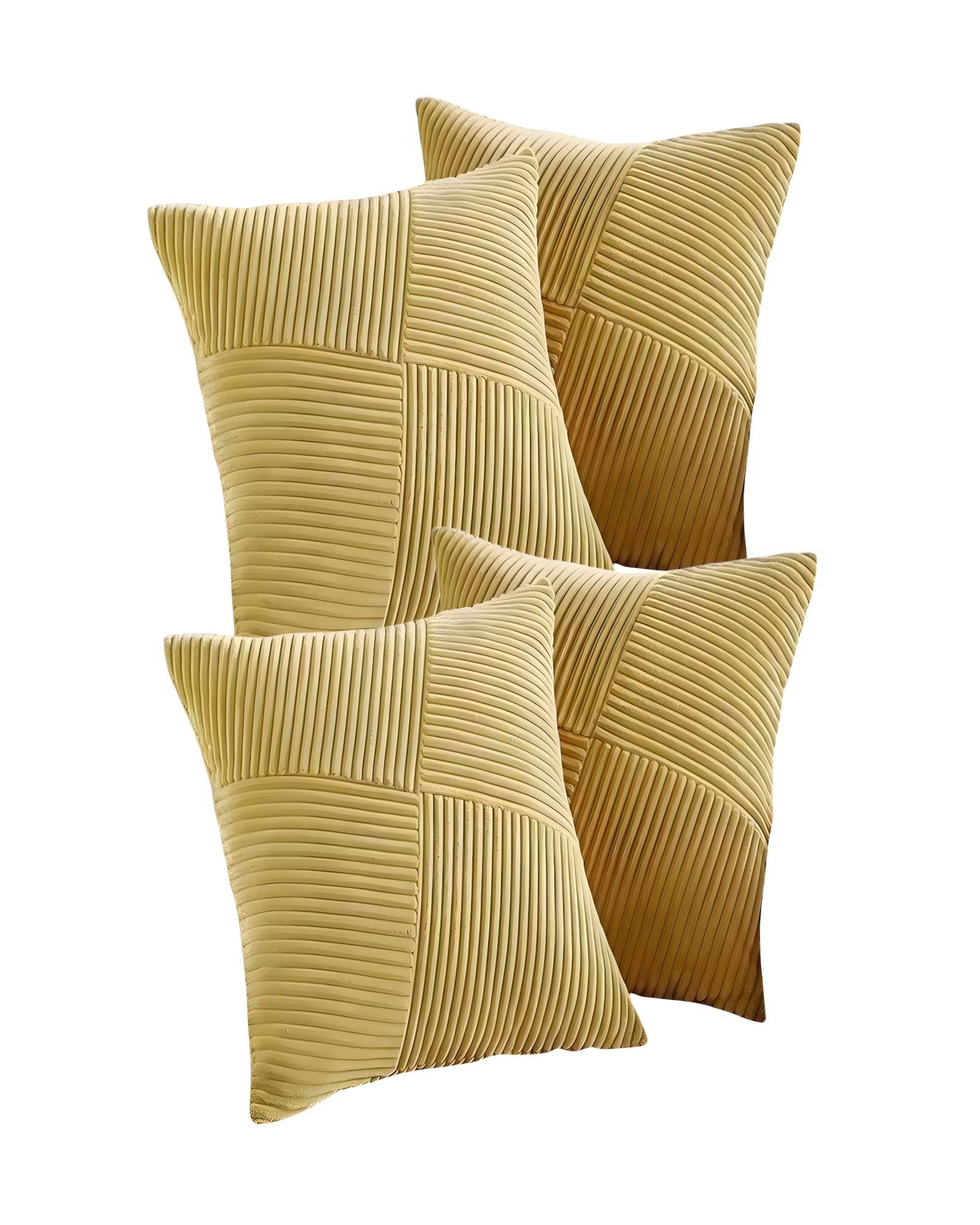 PACK DE 4 FUNDAS DE COJIN FELPA AMARILLO - 1