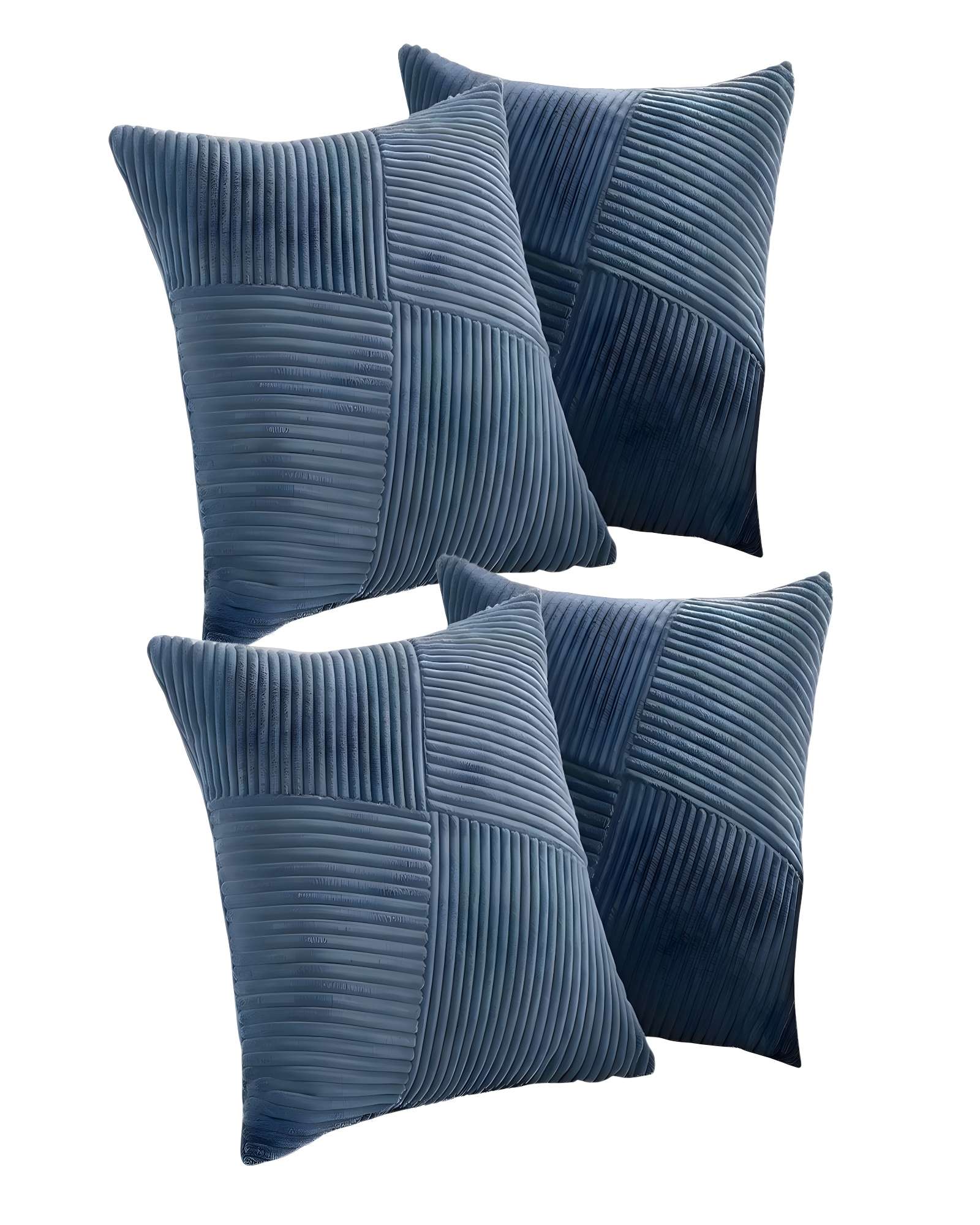 PACK DE 4 FUNDAS DE COJIN FELPA AZUL - 1